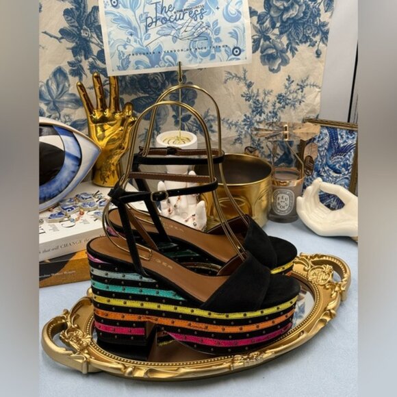 🆕 KURT GEIGER LONDON 🧿 NWOB Shoreditch Rainbow Platform Sandal Sz 36 US 6 - Picture 6 of 16